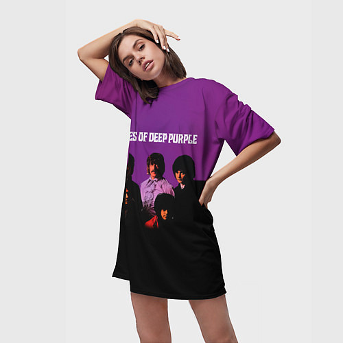 Женская длинная футболка Shades of Deep Purple / 3D-принт – фото 3