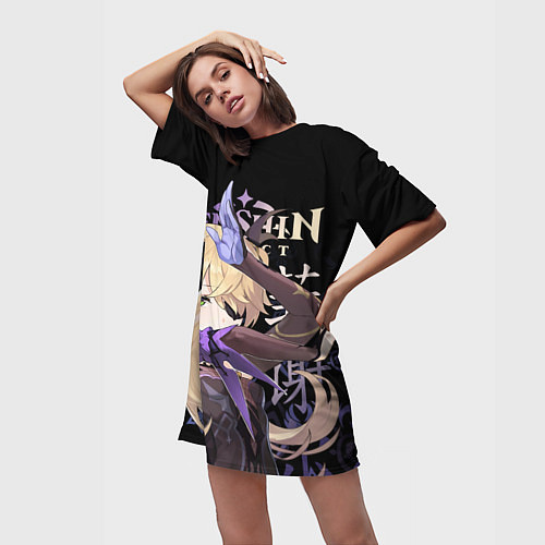 Женская длинная футболка Фишль Genshin Impact / 3D-принт – фото 3