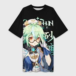 Футболка женская длинная Сахароза Genshin Impact, цвет: 3D-принт