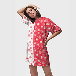 Футболка женская длинная Снежинки - новогодние узоры, цвет: 3D-принт — фото 2