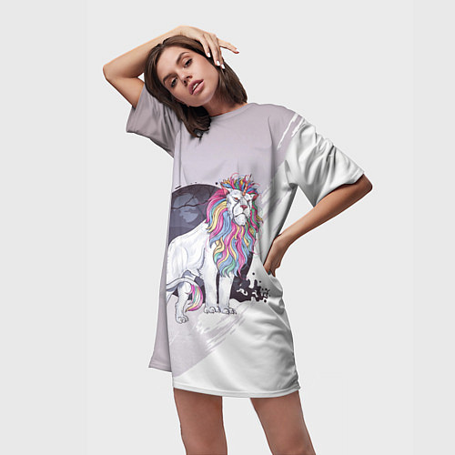 Женская длинная футболка Царь единорогов / 3D-принт – фото 3