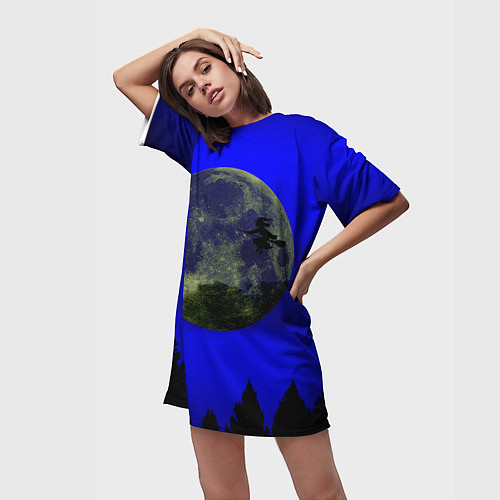 Женская длинная футболка Зловещие Полнолуние / 3D-принт – фото 3