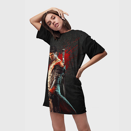Женская длинная футболка Black Dante / 3D-принт – фото 3