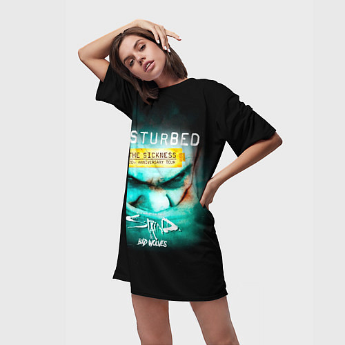 Женская длинная футболка The Sickness - Disturbed / 3D-принт – фото 3
