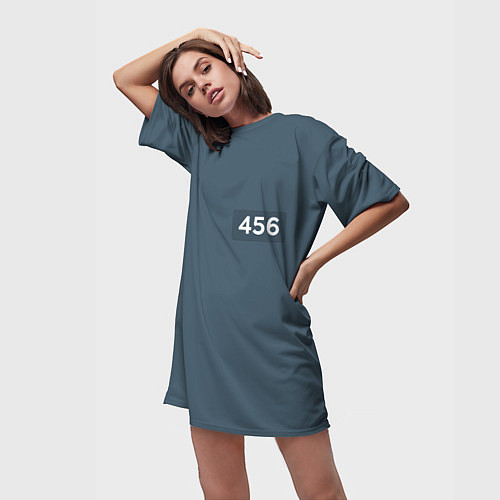 Женская длинная футболка Игра в кальмара: 456 / 3D-принт – фото 3