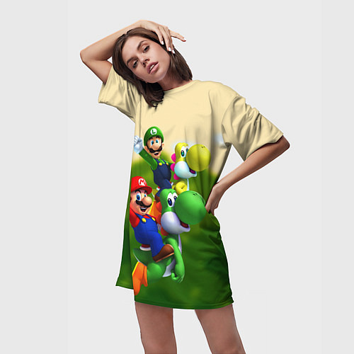 Женская длинная футболка 3DMario / 3D-принт – фото 3