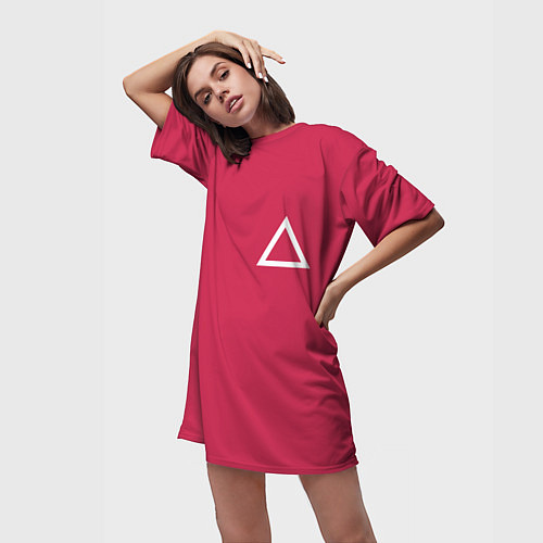 Женская длинная футболка Треугольник / 3D-принт – фото 3