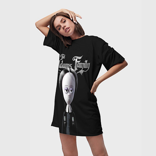 Женская длинная футболка Семейка Аддамс Addams Family / 3D-принт – фото 3
