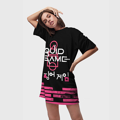 Женская длинная футболка Игра в кальмара: Лого / 3D-принт – фото 3