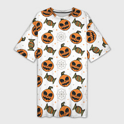 Футболка женская длинная Patern Halloween 26, цвет: 3D-принт