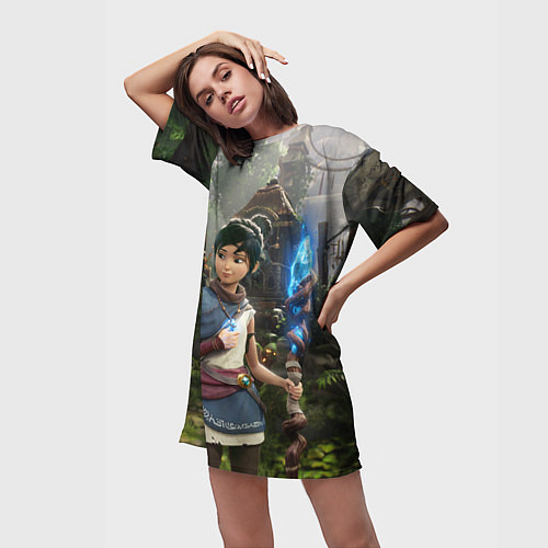 Женская длинная футболка Кена и Мост Духов / 3D-принт – фото 3