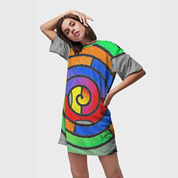 Футболка женская длинная Маечная спираль мозаика, цвет: 3D-принт — фото 2