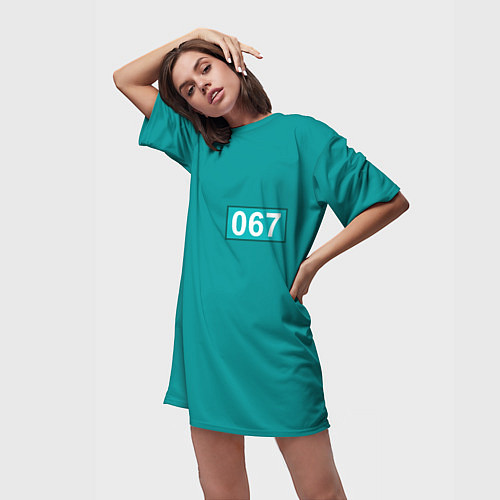 Женская длинная футболка Игра в кальмара: 067 / 3D-принт – фото 3