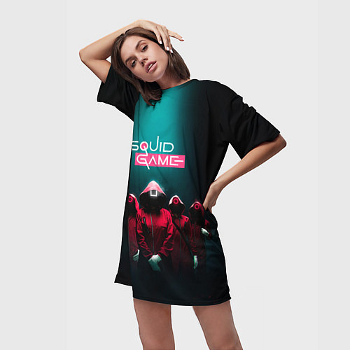 Женская длинная футболка Беспощадный Кальмар / 3D-принт – фото 3