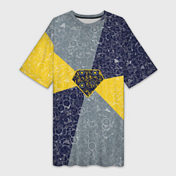 Футболка женская длинная Брюлик на фоне АПВ 6 3 2 5, цвет: 3D-принт