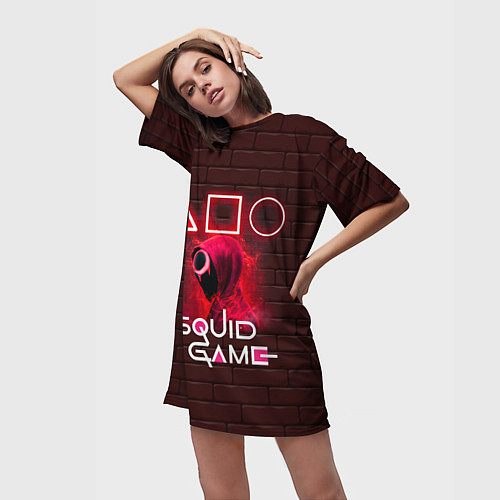 Женская длинная футболка Игра в кальмара: Фигуры / 3D-принт – фото 3