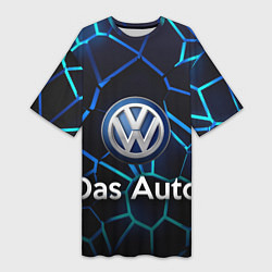 Футболка женская длинная Volkswagen слоган Das Auto, цвет: 3D-принт