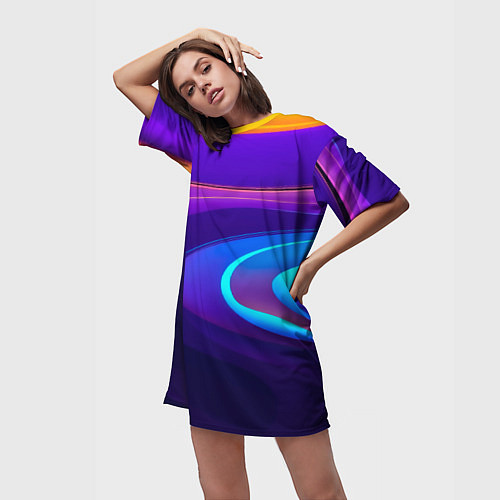 Женская длинная футболка Аква принт / 3D-принт – фото 3