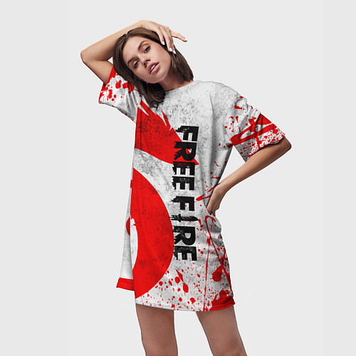 Женская длинная футболка GARENA FREE FIRE ЛОГО ИГРЫ, ДРАКОН / 3D-принт – фото 3