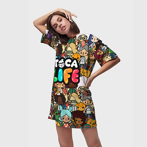 Женская длинная футболка Toca Life: Persons / 3D-принт – фото 3