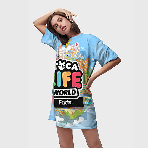Женская длинная футболка Toca Life World / 3D-принт – фото 3