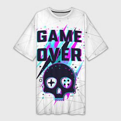 Футболка женская длинная Game OVER - NEON 3D, цвет: 3D-принт