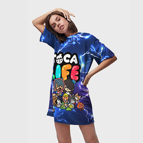 Женская длинная футболка Toca Life / 3D-принт – фото 3