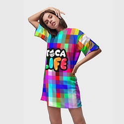 Футболка женская длинная Toca Life: Pixels, цвет: 3D-принт — фото 2