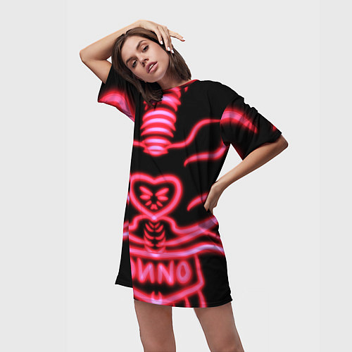Женская длинная футболка Neon and love / 3D-принт – фото 3
