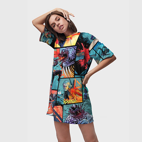 Женская длинная футболка Ведьмак The Witcher комикс / 3D-принт – фото 3