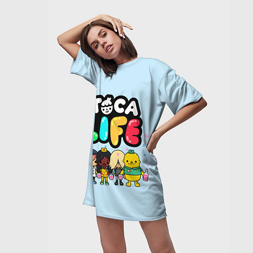 Женская длинная футболка Toca Life: Logo / 3D-принт – фото 3