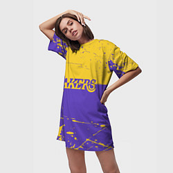 Футболка женская длинная Kobe Bryant - Los Angeles Lakers - NBA, цвет: 3D-принт — фото 2