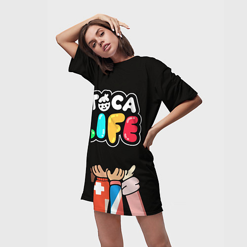 Женская длинная футболка Toca Life: Friends / 3D-принт – фото 3