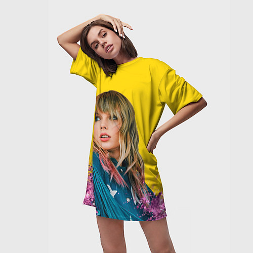 Женская длинная футболка Красотка Тейлор / 3D-принт – фото 3