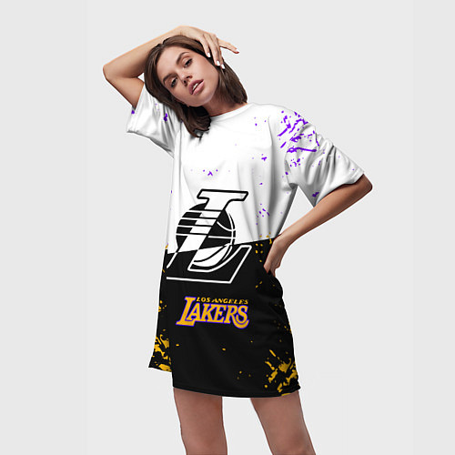 Женская длинная футболка Коби Брайант Los Angeles Lakers, / 3D-принт – фото 3