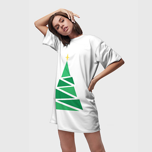 Женская длинная футболка Рождественское дерево / 3D-принт – фото 3