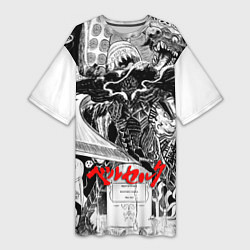 Футболка женская длинная АНИМЕ БЕРСЕРК BERSERK, цвет: 3D-принт
