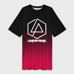 Футболка женская длинная LINKIN PARK LOGO CARBON, цвет: 3D-принт