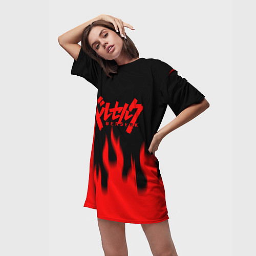 Женская длинная футболка Берсерк огонь / 3D-принт – фото 3