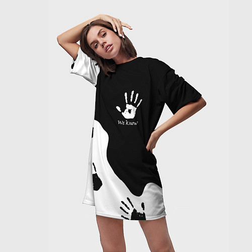 Женская длинная футболка TES WE KNOW МЫ ЗНАЕМ / 3D-принт – фото 3