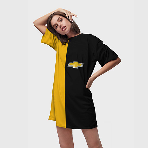 Женская длинная футболка Шевроле Авто / 3D-принт – фото 3