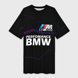 Футболка женская длинная BMW фанат, цвет: 3D-принт