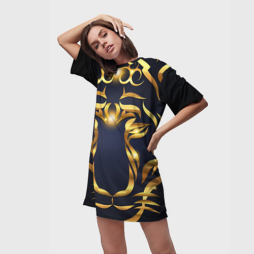 Женская длинная футболка Золотой символ года Тигр / 3D-принт – фото 3
