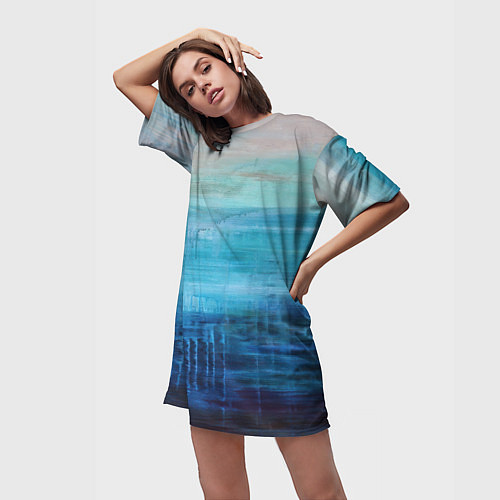 Женская длинная футболка Небесные потеки / 3D-принт – фото 3