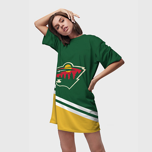 Женская длинная футболка Minnesota Wild NHL / 3D-принт – фото 3