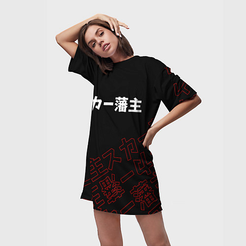 Женская длинная футболка SCARLXRD RED STYLE LOGO / 3D-принт – фото 3