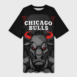 Футболка женская длинная CHICAGO BULLS ЯРОСТНЫЙ БЫК, цвет: 3D-принт