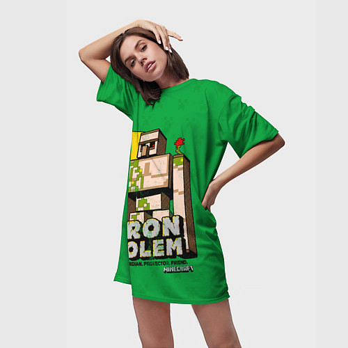 Женская длинная футболка Железный Голем - Minecraft / 3D-принт – фото 3