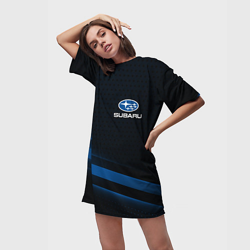 Женская длинная футболка Subaru, sport style / 3D-принт – фото 3