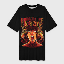 Футболка женская длинная BMTH BRING ME THE HORIZON, цвет: 3D-принт